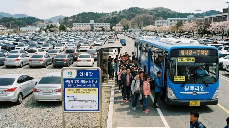 2026 진해군항제 무료 셔틀버스 노선도와 임시 주차장 위치를 한눈에 보여주어 독자의 주차 스트레스를 덜어줍니다.