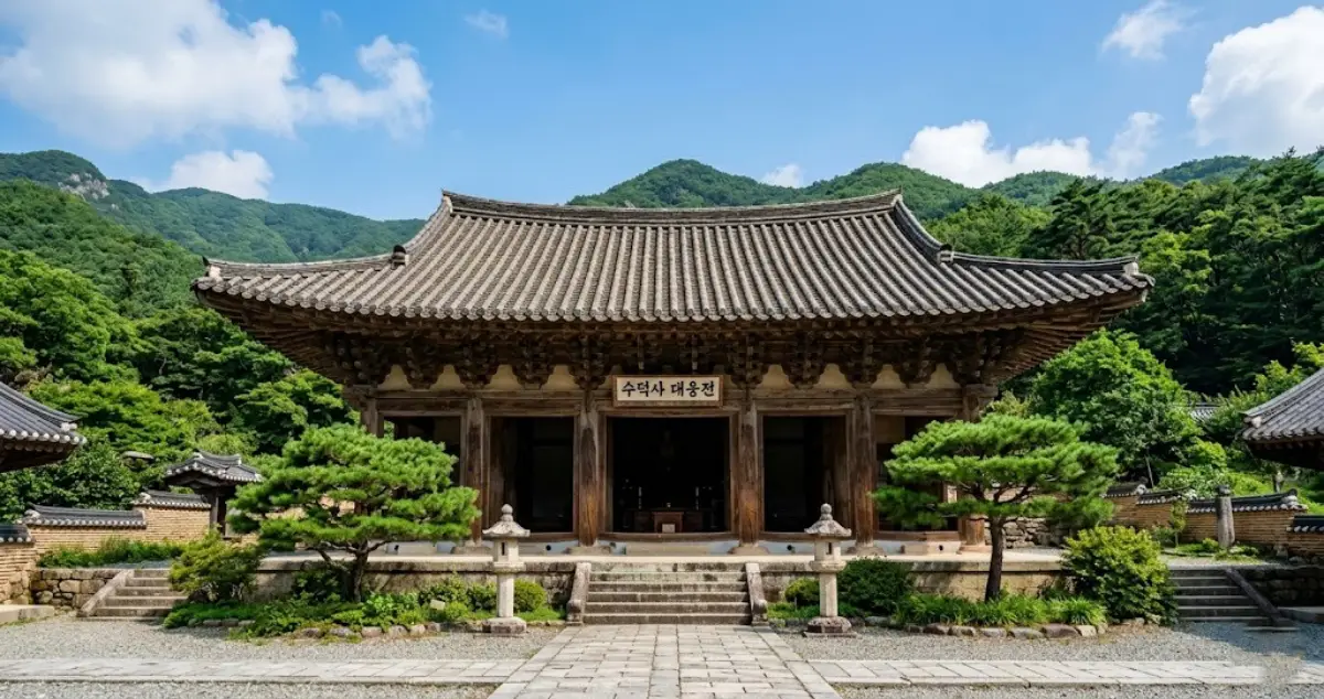 예산 수덕사 대웅전의 천 년 역사를 보여주는 묵직하고 단아한 사찰 여행 대표 이미지