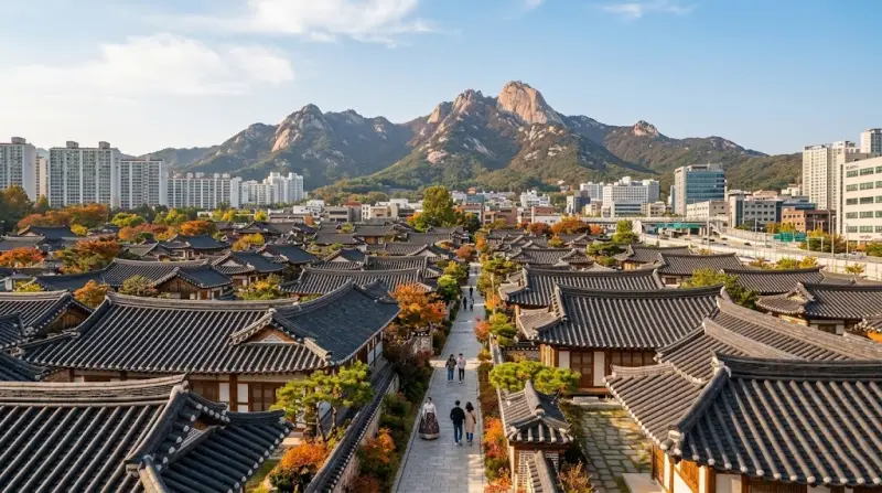 서울 진관사로 향하는 길목에 위치한 은평 한옥마을의 고즈넉한 풍경으로 도심 속 힐링 코스를 제안함