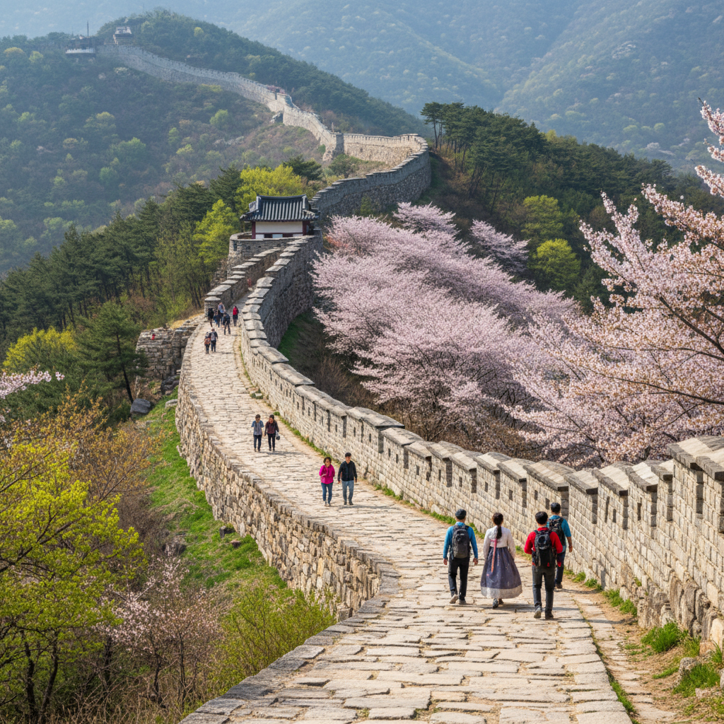 남한산성 산책로 전경과 성곽길