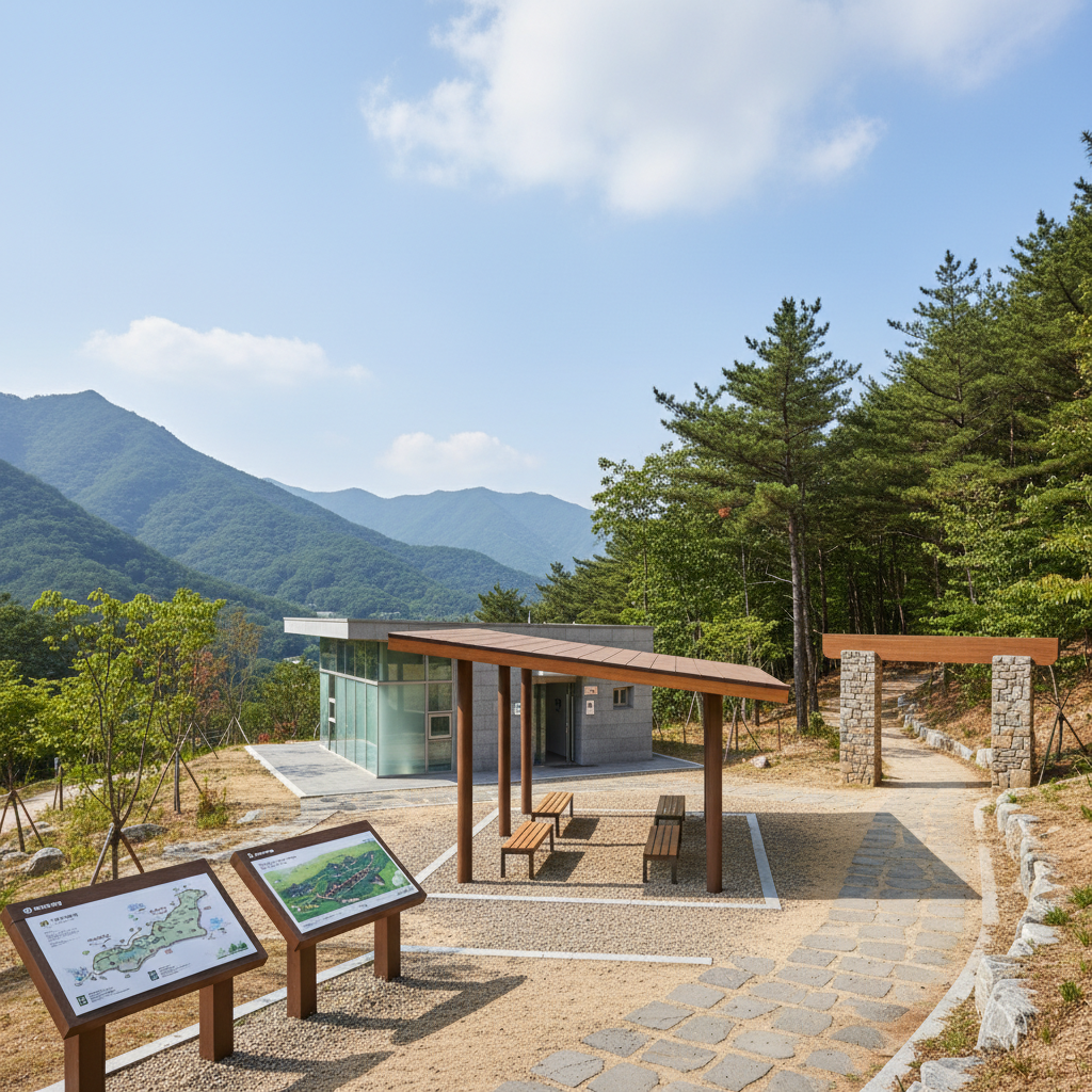 유달산 산책로 편의시설과 안내판